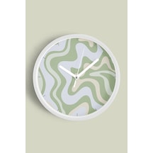Soyut - Bohem - Geometrik Temalı Modern Duvar Saati - 30cm - Önü Camlı Beyaz Kasa - Sessiz Mekanizma-jh0560 Beyaz