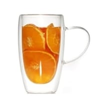 Çift Cidarlı Kahve, Latte, Meşrubat, Su, Cam Kupa, 400 Ml, 1 Adet, 2039 Açık Kırmızı