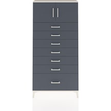 Arges Dolap Tek Raflı 7 Çekmeceli 2 Kapaklı 88x30x182 Aytaşı-antrasit Aytası