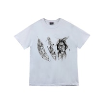 Stoned&Fame Unisex Beyaz Kızılderili Baskılı T-shirt Beyaz