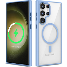 Samsung Galaxy Uyumlu S22 Ultra Kılıf Sararmaz Magsafe Şeffaf Kapak Ege