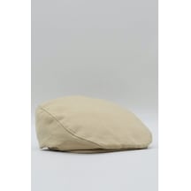 Külah Erkek Yazlık %100 Cotton Kasket Şapka Flat Cap-Bej-Standart