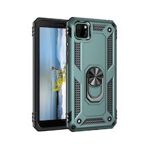 Huawei Y5p Uyumlu Kılıf Sofya Yüzüklü Silikon Kapak - Yeşil