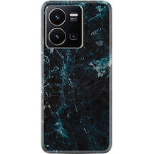 Vivo Y35 Kilif Resimli Silikon Blue Mix Mermer 1377 566402401