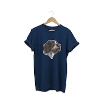 Avcılık Hunting Drahthaar Draktar Av Köpeği Baskılı %100 Pamuk Regular Fit Unisex T-shirt Lacivert