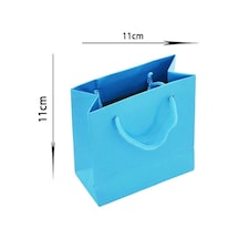 11X11 Cm Mavi Düz Renk Tutma Ipli 50 Li Mini Karton Çanta