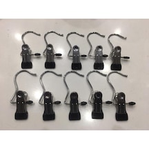 Mandallı Eşarp Askısı 10 Adet Metal Gri De Diğer