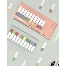 Kağıt Gemi Dükkan 10 Renkli Cetvelli Şeffaf İndeks/ındex Sticker/post-it/sticky Note Yarım Morandi Renkler