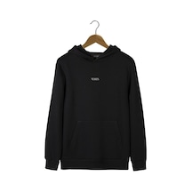 Hunors Sportswear & Company Unisex Siyah Önü Baskılı Kalın Üç Iplik Şardonlu Kapüşonlu Hoodie Sweatshirt SIYAH