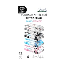 Nitril Muayene Eldiveni Seti S - 4 Paket 100 Lü - Beyaz-siyah-mavi-pembe