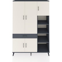 Hyperion Dolap 10 Raflı Tek Çekmeceli 5 Kapaklı 132x44x195 Antrasit-aytaşı/antrasit Aytası/antrasıt