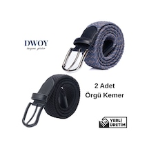 Dwoy Elastik Örgü Kemer 2'li Set-787 Gri