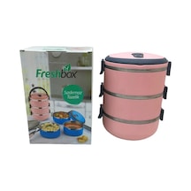 Açık Pembe 3lü Sefer Tası Saklama Kabı 1.8lt 5468 Çok Renkli