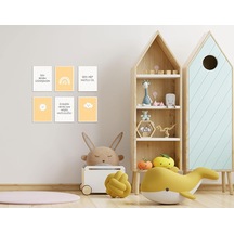 Bebek Odası İçin 6 Lı Ahşap Tablo Poster Seti