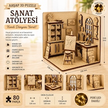 Sanat Atölyesi Ahşap Maket Seti Dıy Miniatür Artist Workshop Peri Led'li 3d Puzzle