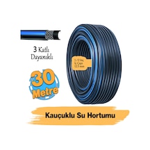 Termo Kauçuklu Bahçe Hortumu 30 Metre Dayanıklı 3 Katlı Sağlam Su Sulama Yıkama Hortum 12.5 Mm 1/2"