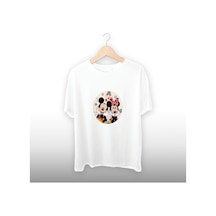 Aşık Fareler Detaylı Unisex Tişört Beyaz