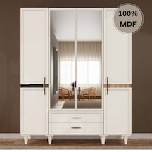 Kardelen 4 Kapak Mdf Ayaklı Tasarım Gardırop Aytaşı