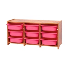 Çocuk Odası Dolabı, Pembe Çekmeceli 9'lu Düzenleyi Ceviz 18 MM Mdf Çocuk Odası Dolabı, Pembe Çekmeceli 9'lu Düzenleyi Ceviz 18 MM Mdf