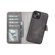 Apple Uyumlu iPhone 14 Deri Cüzdanlı Kılıf MWWN VS4EF Gri