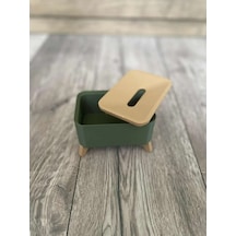 Bezos 3d Baskı Ayaklı Dikdörtgen Küllük Ahşap Görünümlü Kapaklı Retro Dekoratif Sigara Küllüğü Erdotıca