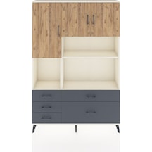 Arges Dolap 8 Raflı 5 Çekmeceli 3 Kapaklı 132x30x195 Aytaşı-çam/antrasit Atlas Çam/antrasıt