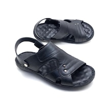 Deritarz Hakiki Deri Ortopedik Erkek Sandalet Siyah