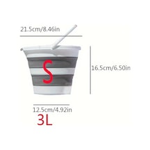 Willowhaven 1 Adat Katlanır Plastik Kova - Gri Çizgili Kampçılık Balıkçılık Araba Yıkama