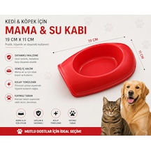Kedi Köpek Mama Ve Su Kabı 19x11 Cm Oval Kaymaz Tabanlı - Kırmızı