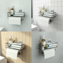 Yapışkanlı Raflı Kağıt Rulo Havluluk Peçetelik Havlu Kağıtlık Siyah Banyo Mutfak Düzenleyici Ra