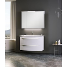 Orka Urla 90 Cm Parlak Beyaz Banyo Dolabı Takımı Parlak Beyaz