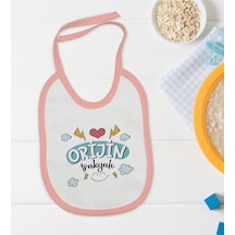 BK Kids Orjin Trakyalı Tasarımlı Pembe Bebek Mama Önlüğü-1 Pembe