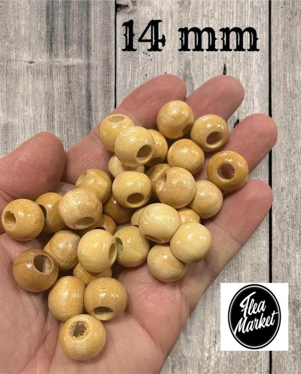 14 Mm Vernikli Ahşap Tahta Boncuk 100 Gram - Ort. 100 Adet