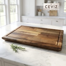 Nfzzstore Masif Ceviz Kesme Tahtası 50x30x4 Cm Ahşap Doğrama Ve Sunum Tahtası Kahverengi