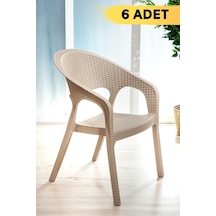 6 Adet Garden Cappucino Sandalye Balkon Bahçe Teras Bej