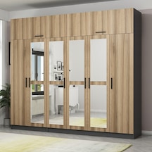 Minar Kale 6 Kapaklı 4 Aynalı 2 Ç Dolap Ve Yüklük Antrasit Dore 235cm