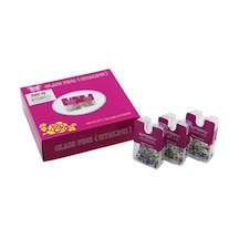 Glass Pıns Hyalıne Butterfly 1200 Adet Renkli Toplu Başörtü İğnesi Şeffaf Plastik Askılıklı Kutulu