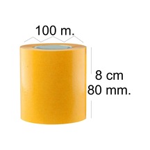 Çift Taraflı Şeffaf Sarı Bant 80 Mm Eninde 100 M. Uzunlukta
