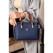 Just Polo Kadın Orijinal Ayarlanabilir Askılı Şık El & Omuz Çantası Shoulder Bag Ebat : 25 X 22 Cm Lacivert - Taba