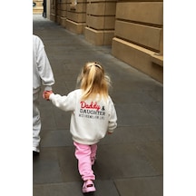 Monila Unisex Çocuk Sırt Baskılı 3 İplik Kumaş Pamuklu Sweatshirt Ekru