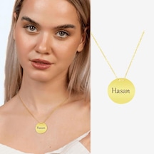 Tesbihane Basic Model Gold Renk Kişiye Özel İsim/harf Yazılı 925 Ayar Gümüş Kadın Kolye