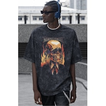 Tasarım Megadeth Rock Metal Müzik Grubu Baskılı Unisex Oversize V Siyah