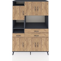 Kronos Dolap 9 Raflı 3 Çekmeceli 6 Kapaklı 132x59x195 Antrasit-çam/çam Atlas Çam/atlas Çam