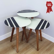 Zigon Sehpa | Ahşap Ayaklı | Kanallı Temperli (Kırılmaz) Cam Tabl