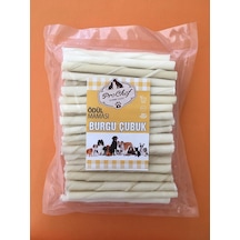100 Adet Beyaz Burgu Çubuk 500 Gr Köpek Kemiği & Ödül Maması Doğal Sığır Derisi