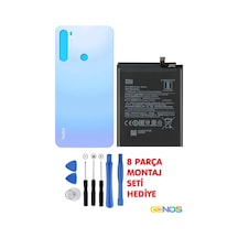 Xiaomi Redmi Note 8 Arka Cam Kapak Batarya Pil Kapağı Beyaz + Note 8 Batarya Pil Bn46 + Montaj Set