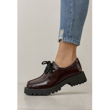 Bordo Rugan Hakiki Deri Ayakkabı Bordo