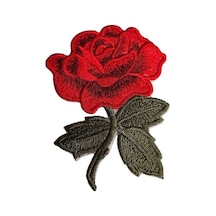 Ütü Ile Yapışan Arma - Patch - Kırmızı Tek Gül Yeşil Yaprak Modeli En:6.5cm Boy:9cm 1 Adet Kırmızı - 691931704