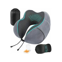 Yaozixa 100% Hafıza Köpüğü Boyun Yastığı, Uyku Maskeyi, Kulaklık Ve Taşıma Çantası İle Seyahat Seti - Gri Diğer