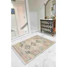 Krem Vintage Dokuma Pamuk Tabanlı Kaymaz Kilim Klm166n11